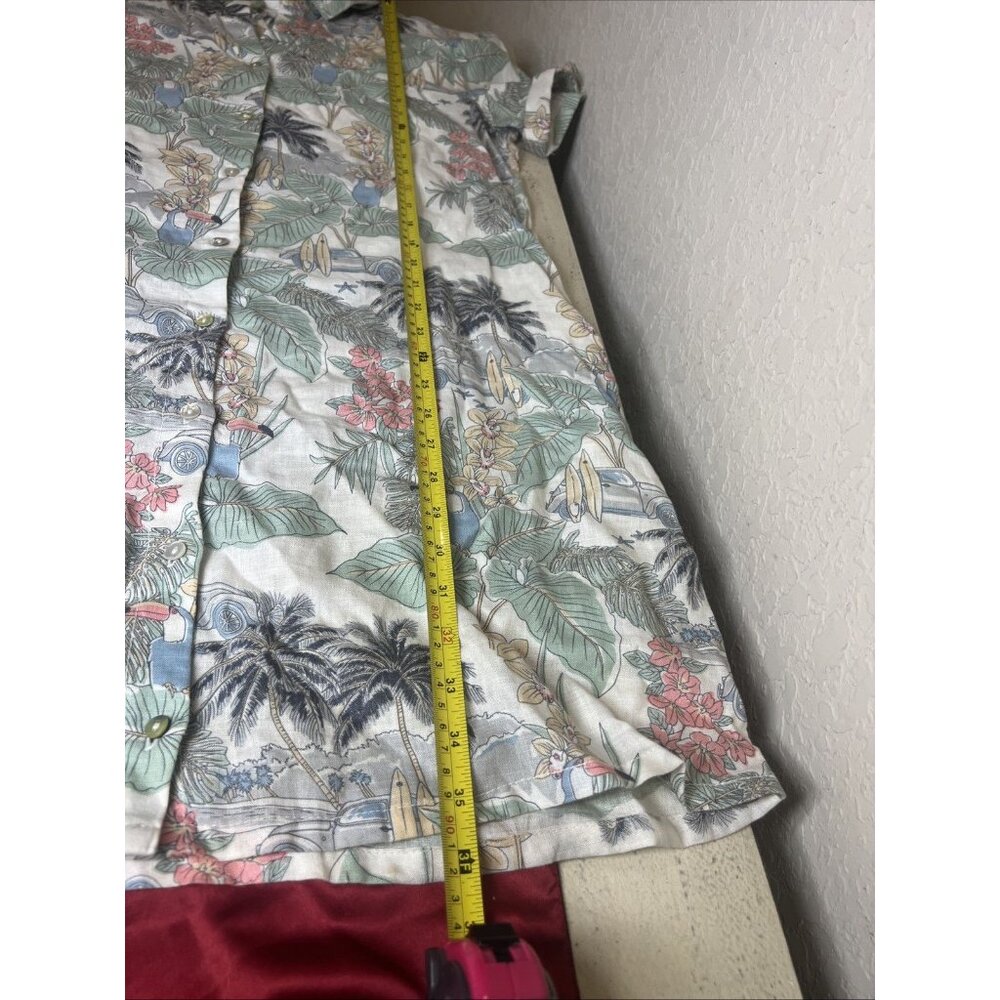 C&C California Tropical Vacation Button Front Linen Shirt Dress Size Large Beach - Picture 5 of 6